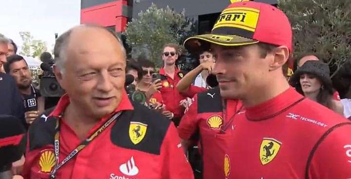 Ferrari chief’s reaction speaks volumes as Charles Leclerc crashes live F1 TV interview