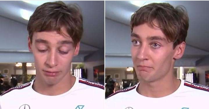 The heartbreak of the Singapore GP crash causes George Russell to fight back tears.