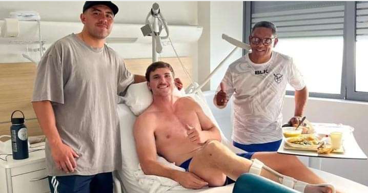 The All Black center Le Roux Malan says, “We thought the tibia was off.”.