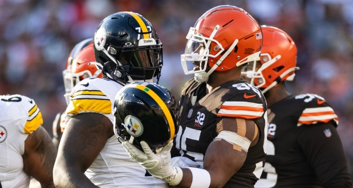 After Myles Garrett takes Kenny Pickett’s helmet off, the Steelers move quickly.