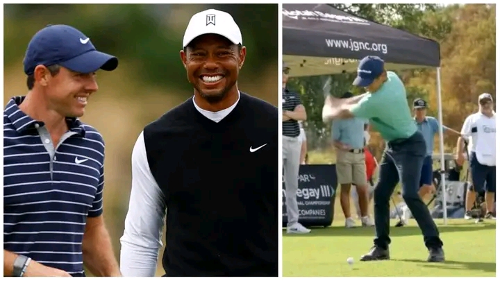 Watching Charlie Woods swing the club, Tiger Woods had to shout : “DON’T COPY ME, COPY RORY MCILROY!”